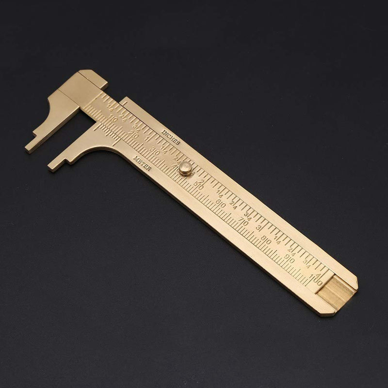 Sliding Gauge Vernier Caliper Ruler, Scale Vernier Caliper Solid Brass Sliding Gauge, mm/inch Handy Sliding Gauge Ruler Measuring Tool, Vernier Gauge Millimeters Tool for(Double