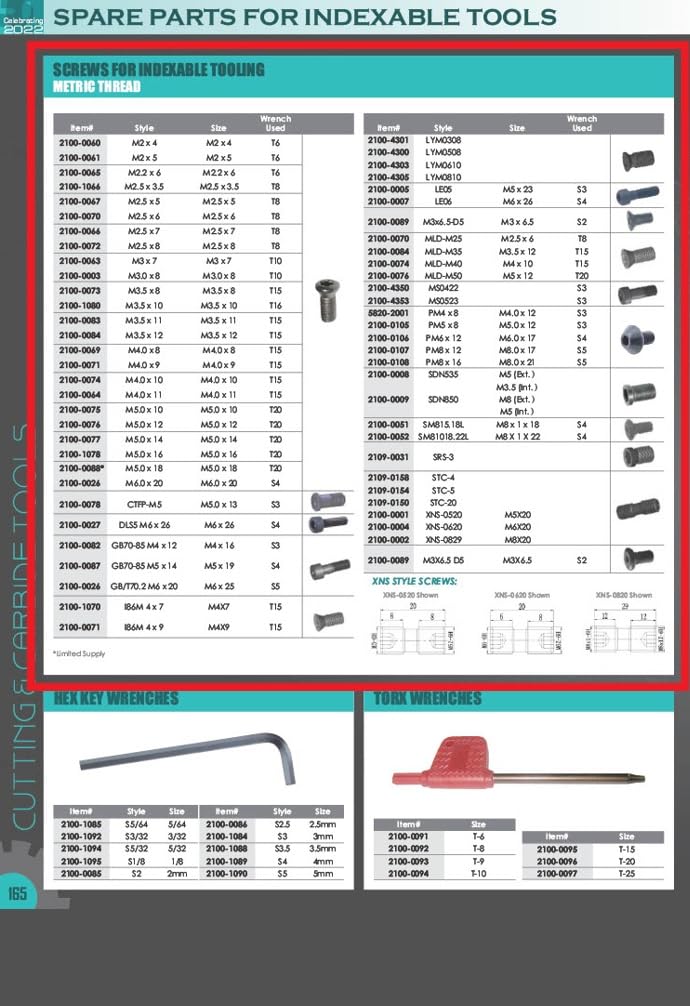 HHIP 2100-0002 XNS-0829 Style Clamp Screw for Indexable Tool Holder, 4 mm Hex Drive