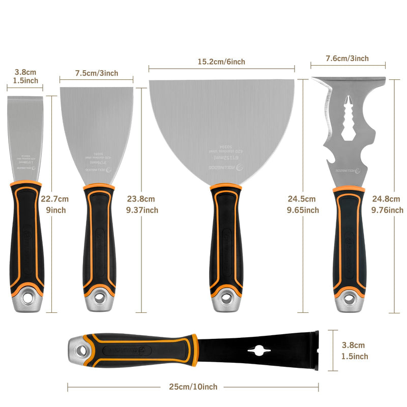 ROLLINGDOG Drywall Repair Knife Set 5 PC Putty Knife Kit