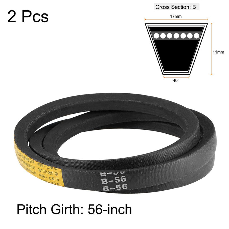 uxcell B56 V-Belts 56" Pitch Length, B-Section Rubber Drive Belt 2pcs 56"