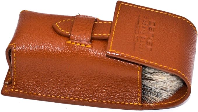 Parker Safety Razor Genuine Leather Travel Shaving Brush Case (Saddle Brown) - NewNest Australia