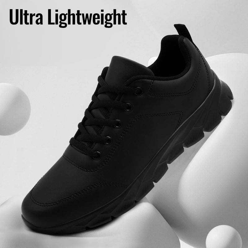 Non Slip Work Shoes for Men Walking Sneakers Leather Waterproof Oil Resistant Food Service Chef Restaurant Kitchen Shoe Lightweight Comfort Working Zapatos Trabajo 11 A Black
