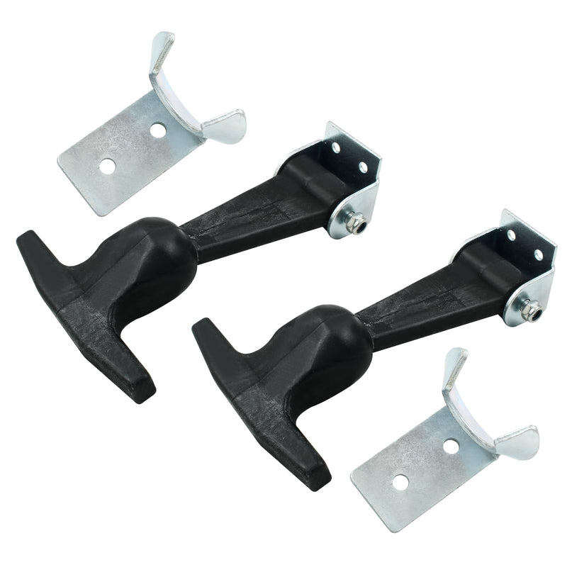 Biaungdo 2 Pcs Rubber Flexible Hood Catch, Black T-Handle Draw Latches with Brackets Stainless Steel T-Handle Hasp for Hood/Tool Box/Vehicle Engine