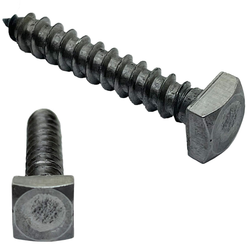 ¼” x 1.5” - Rustic Square Head Lag Wood Screws – Decorative Antique Metallic Square Drive Lag Bolts – Bare Metal - ¼ in x 1 ½ in - for Hinges, Cabinets & Doors (25, Screws) 25