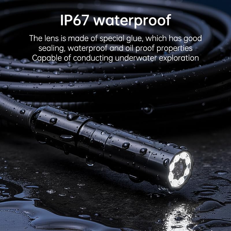 Endoscope Camera with Light: 4.3" 1080P HD Borescope Camera with 8 Adjustable LED Lights, IP67 Waterproof Snake Camera, Ideal for Inspecting Automotive Engines, Pipes, Great Tool for Men (16.5ft)