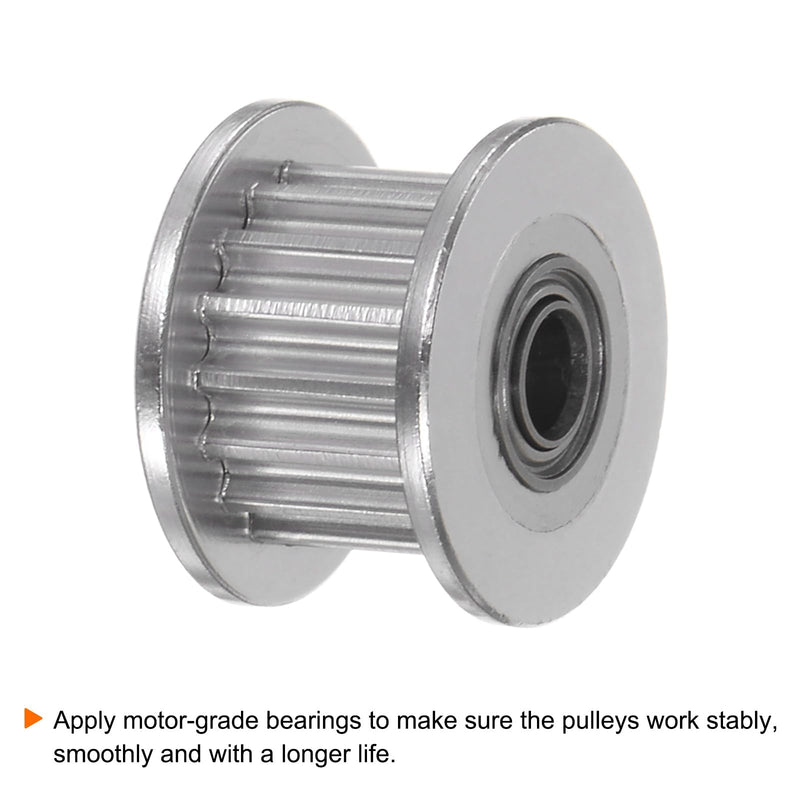HARFINGTON 5pcs 2GT Idler Pulley 16 Teeth 3mm Bore 13mm Dia. Aluminum Timing Belt for 6mm Width Belt 3D Printer CNC Machine Accessories, Silver Tone 16Teeth 3mm Bore 13mm OD 6.5mm Width
