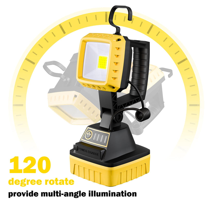 Rechargeable LED Work Light 6000 Lumen, 3 Modes Rotate Spotlight Flashlight, Magnetic Base and Hook Mechanic Light, Waterproof Handheld Spot Light Searchlight for Outdoor, Repairing, Emergency