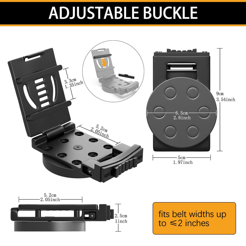 3-H Heavy Duty Magnetic Tool Belt Clip, Anti-Slip Magnetic Belt Tool Holder for Wrench, Screws, Nails, Hammer, Pliers, Spanner and Any Tool Hardware 4×Belt Clip Black