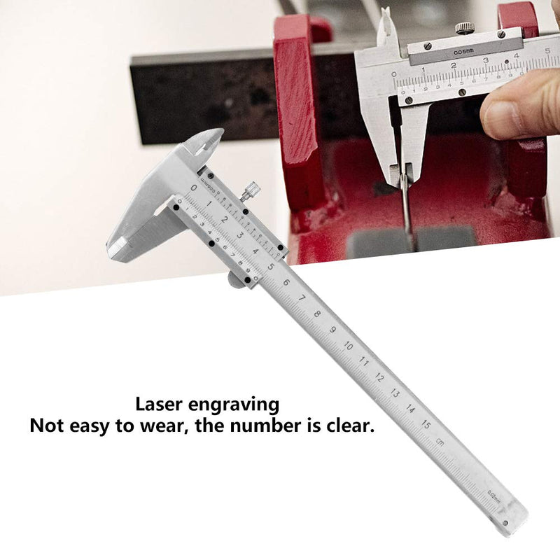 Vernier Caliper, Carbon Steel 150mm Measuring Range Vernier Caliper for Measuring Length, Depth, Thickness, Inner and Outer Diameter of Cylinders