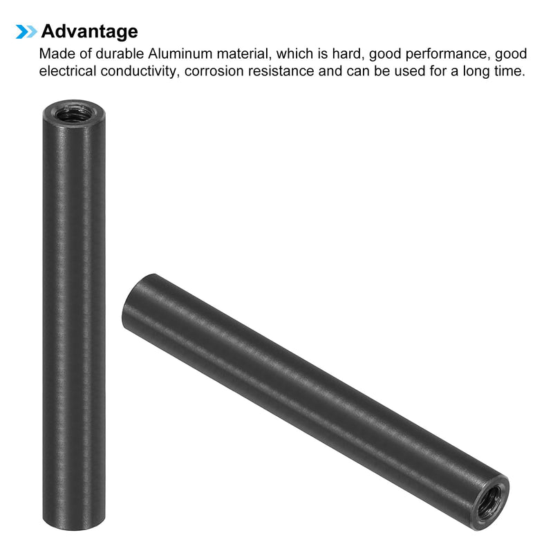 PATIKIL 6pcs M3 Metal Threaded Standoff Spacer Nuts, Round Aluminum Spacers Female Coupling Screws, 1/8" ID x 3/16" OD, Black, (40mm L) 40mm L