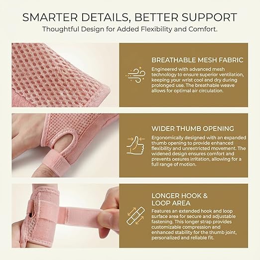 New Upgraded Thumb Splint for Right & Left Hand, Reversible Thumb Brace for Arthritis Pain And Support, Thumb Stabilizer for Sprains, Tendonitis Relief, One Size Fits Any Hand (Pink) Pink - NewNest Australia