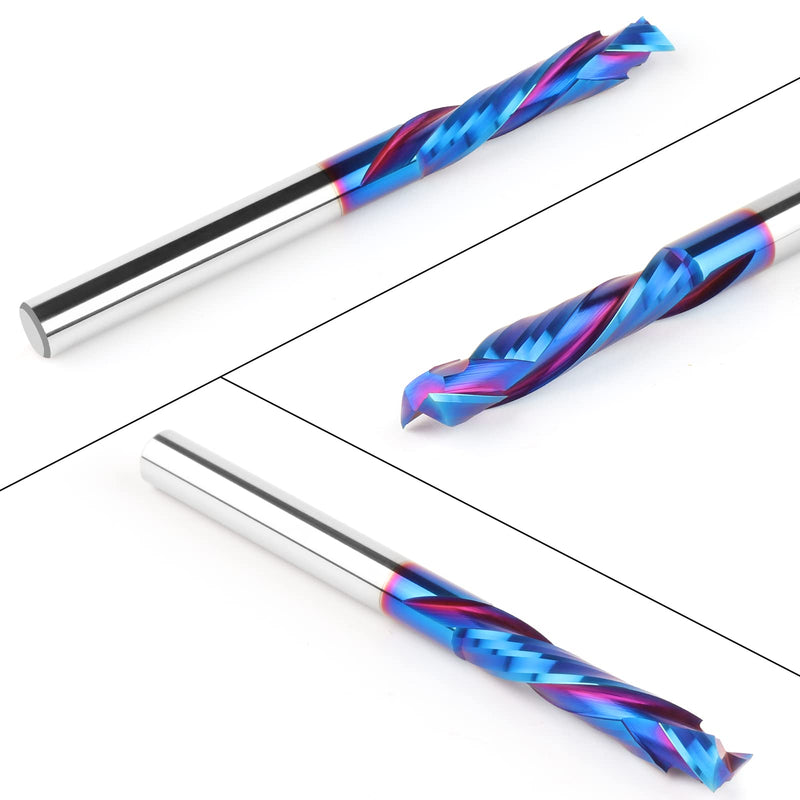 Compression Spiral Router Bits 1/4" Shank,1-1/4" Cutting Length, Extra Long 3 Inch, Carbide UP Down Cut CNC Router Bits End Mill for Wood Mortises Carving Engraving 3" OVL - Compression