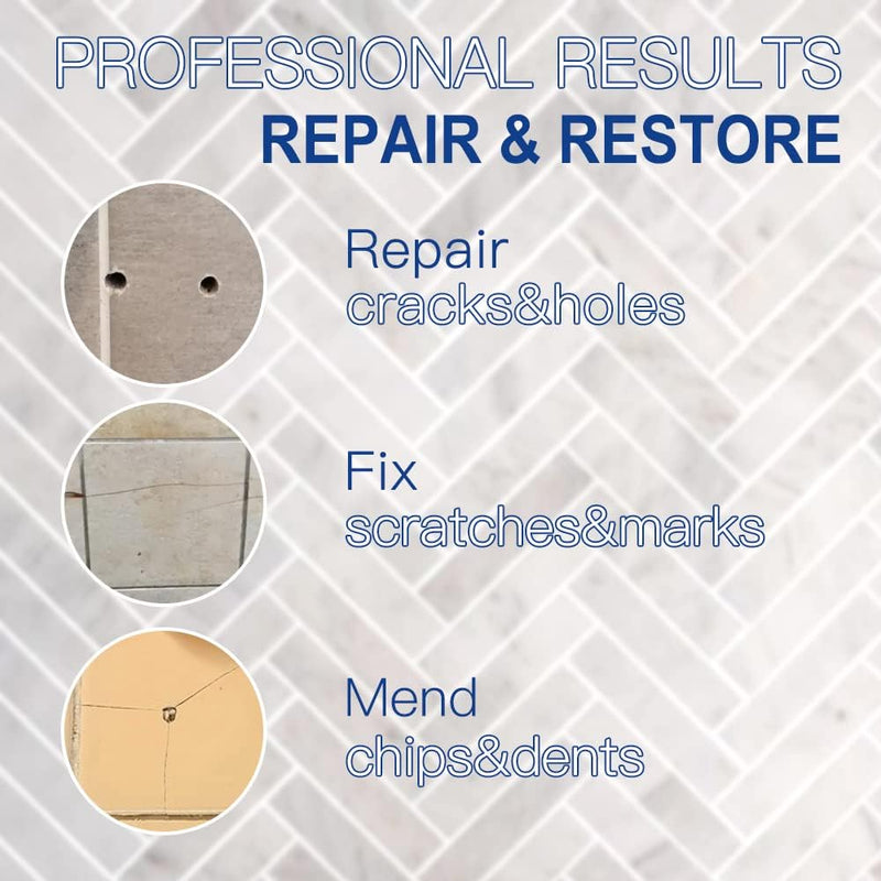 Tile Repair Kit, Ceramic Tile Chip Repair Kit(White), Floor Cracked Tile Repair Filler - Quickly Fix Tile Chips, Cracks with Super Strong Adhesion for Porcelain, Ceramic, Acrylic, Fiberglass, Enamel NO. 01 White