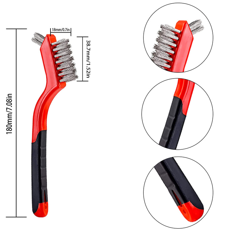Wire Scratch Brush Set Soft Grip for Rust, Dirt & Paint Scrubbing with Deep Cleaning (24, 24PCS - 10PCS Stainless Steel Wire 10PCS Brass Wire and 4PCS Nylon Wire) 24