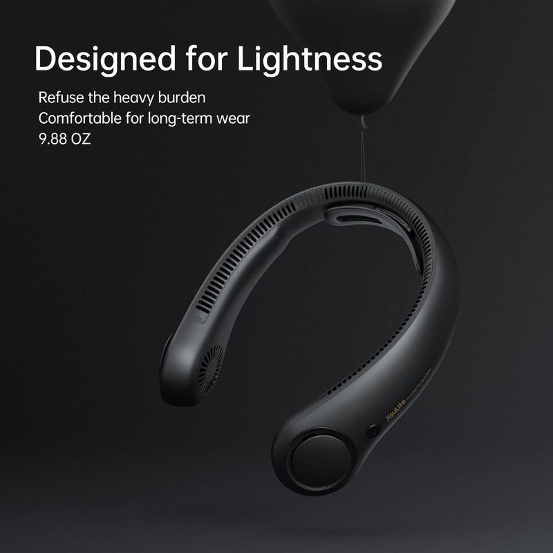 JISULIFE Portable Neck Fan Upgraded, Neckbrace Personal Hands Free, 5 Speed Gears Adjustment, 5000 mAh Wearable Bladeless Quiet Rechargeable for Outdoor Indoor, Gifts for Women Men- Black 5000mAh