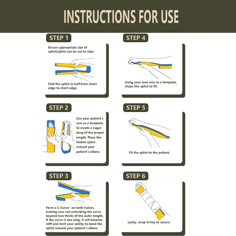 First Aid Splint Kit, Lightweight Reusable Splint for Supporting Arm and Leg Fracture Treatment During Trauma Emergencies(Yellow) Yellow