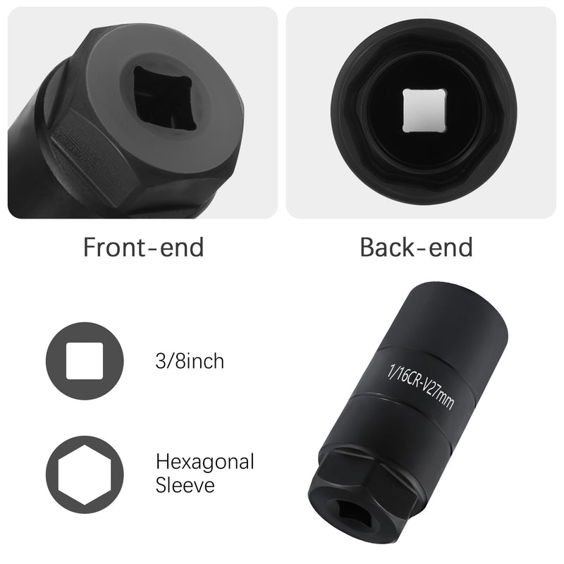 Oil Pressure Sensor Socket,1 1/16 Socket 2 5/8" Long Oil Pressure Switch Socket Fits 3/8-Inch Drive or 1 1/8" Hex Wrench,Quick Removal/Installation Oil Sending Unit Socket (Black) Black