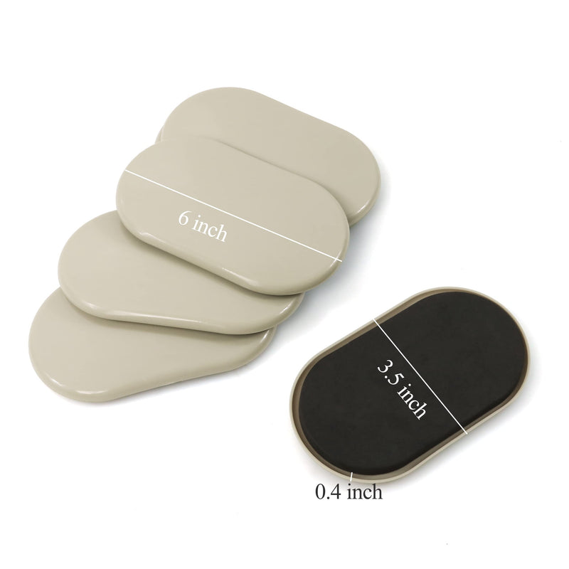 Furniture Slider, 3-1/2" x 6" Oval Heavy-Duty Furniture Movers, Reusable Carpet Sliders for Furniture, Heavy Furniture Moving Pads Moving Sliders - Protect The Surface of The Carpet (8 Pack) Beige 3-1/2" x 6"(For Carpet)