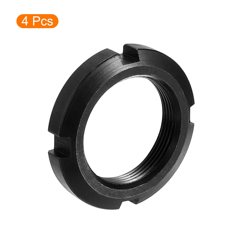 uxcell M35x1.5mm Retaining Four-Slot Slotted Round Nut, 4Pcs Carbon Steel Round Lock Nut for Various Rolling Bearings, Industrial Field, Black