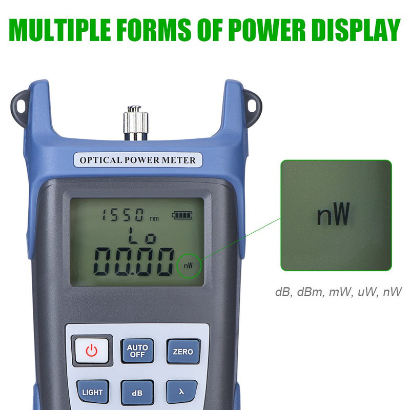 Optical Power Meter Tester-High Fiber Optical Power Meter High Sensitivity Power Meter Adapter with FC/SC Connector,48 Hours Super Long Standby Time