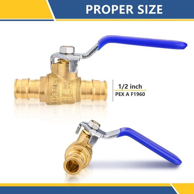 10PACK GUOFIS 1/2"PEX-A Expansion Full Port Ball Valve(VALVE152-10) 10 Blue Handle