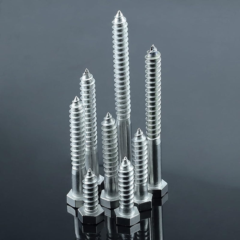 1/4 x 3 Hex Head Lag Screws Bolts with Flat Washers (10 Sets), 304 Stainless Steel 18/8, Partial Thread, Deck Screws, Heavy Duty Hex Head Wood Lag Screws, Fayeploo 1/4 x 3"