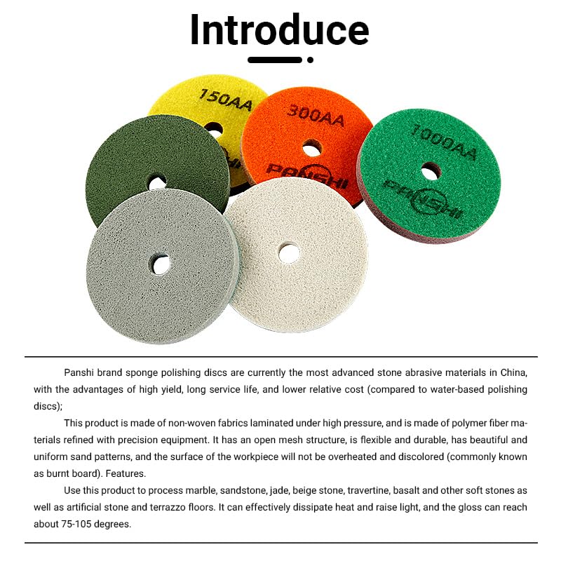 LOZLIN 8PCS 5/8-11 Granite Sponge Polishing Pad 4 inch Granite Marble Terrazzo Pad Concrete Terrazzo Polishing Foam Grinding Discs