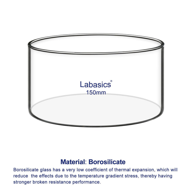Labasics Crystallizing Dish, No Spout Flat Bottom Thick-Walled High Borosilicate Glass Crystallizing Dishes for Crystallization and Evaporation Lab Glassware, Outer Diameter: 150 mm, Capacity: 1000 ml