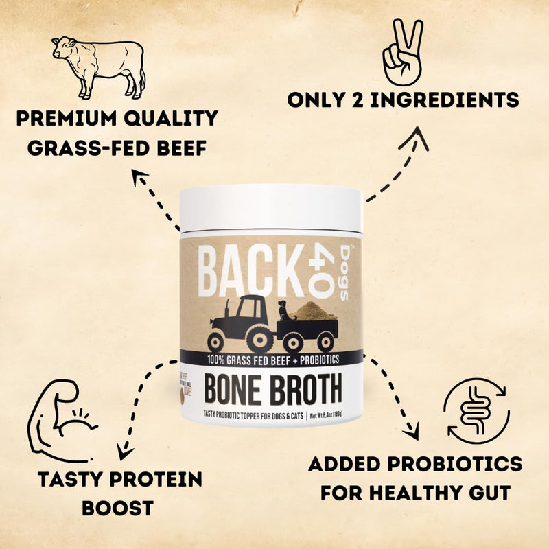 Back40Dog Fish Oil & Bone Broth Bundle – Wild Alaskan Salmon & Pollock Oil 16 fl oz & Grass-Fed Beef Bone Broth Powder 6.4 oz – Skin, Coat, Joint & Digestive Support