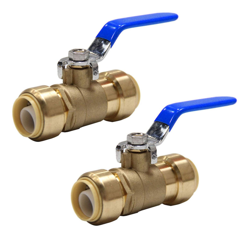 (Pack of 2) EFIELD 3/4 Inch Push-Fit Full Port Ball Valve with a Disconnect Clip Tool Blue (Pack of 2）