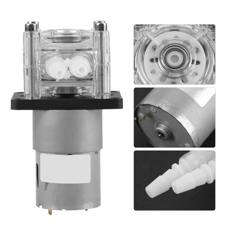 Walfront DC 12V High Peristaltic Pump, Modern Style, Plastic Material, Transparent Silicone Tube, 6.4mm ID x 9.6mm OD, 400ml/min Flow Rate, 12V DC Electric,