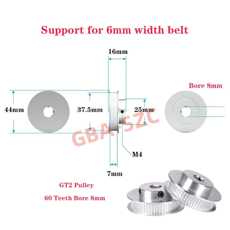 GT2 Pulley 60 Teeth 8mm bore Timing Belt Pulley Aluminum 60T 8mm bore Pulley Wheel for 6mm Width GT2 Timing Belt for 3D Printer,CNC (4pcs) bore 8mm