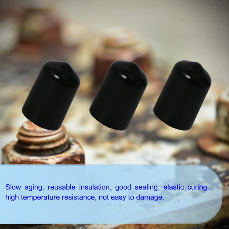 Aopin Rubber Round End Cap Cover 0.59 Inch (15mm) Screw Thread Protectors PVC Flexible Tubing Pipe Protective Bolt Screw Thread Protector Safety Cover | for Pipe Post Tubing Rod Cover 20 Pcs (Black) 15mm Black