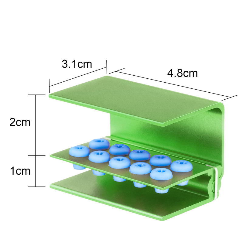 5pcs 10 Holes Dental Burs Holder Block Case with Blue Silicone Dental Autoclavable Burs Holders (Green) Green