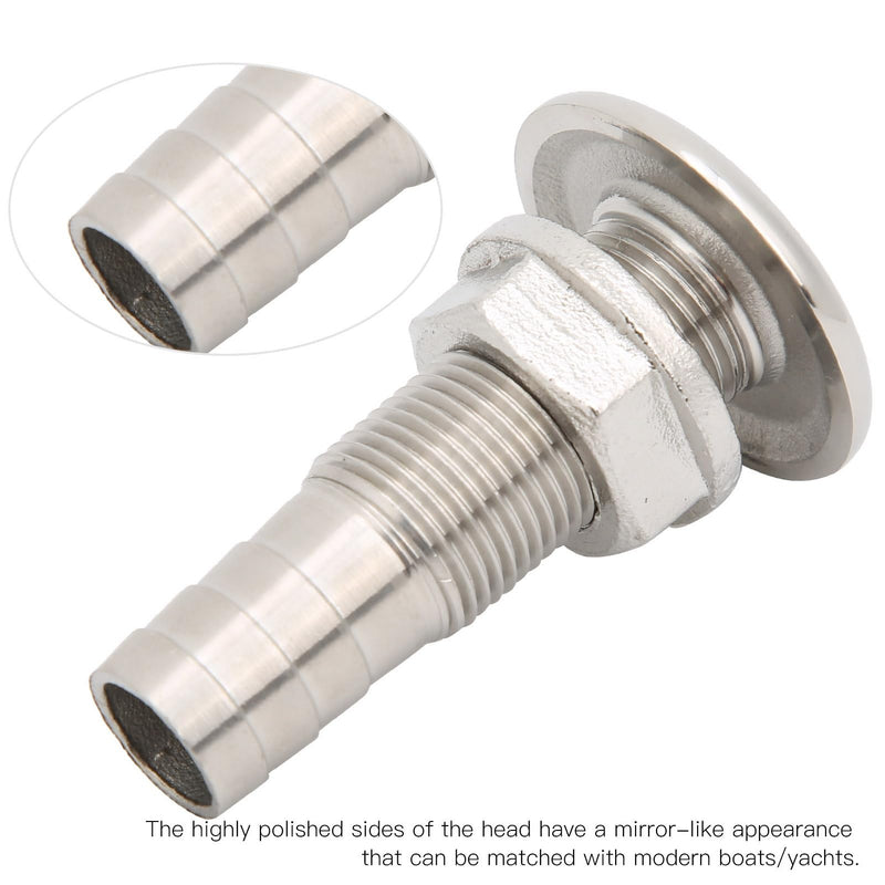 Tissting Thru-Hull Valve Fitting, 1" Boat Thru Hull Marine Straight Thru Hull Fitting 316 Stainless Steel Water Drain Outlet Plumbing Valve Hose Thru Drain Connector for Boat, Yachts(1in) 1in