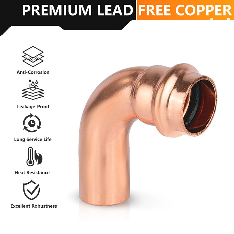 10PC HeSun 3/4" FTG x 3/4" Copper Press Street Elbow(PRESS035-10) 10 3/4" FTG x 3/4" Press