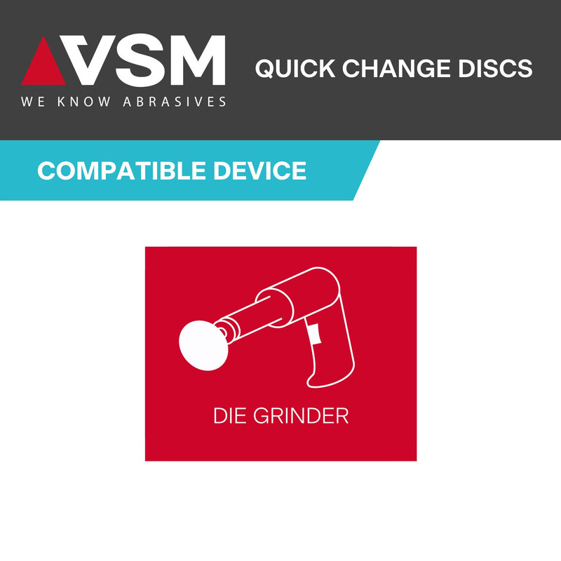 VSM 25-Pack - 3 inch 24 Grit (Coarse) - Ceramic Plus Quick-Change Disc with Top-Size, Type R, Tear-Resistant Fiber Backing, Hand-Held Machine Compatible, Durable Abrasive Discs 3"
