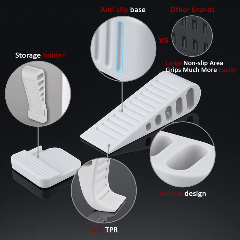 JQK Rubber Door Stopper Wedge, White 2 Pack Soft TPR Premium Door Stops for Bottom of Heavy Duty Door on Tile, Concrete, Carpet, Wooden Floor, DSB61-WH-P2 - NewNest Australia
