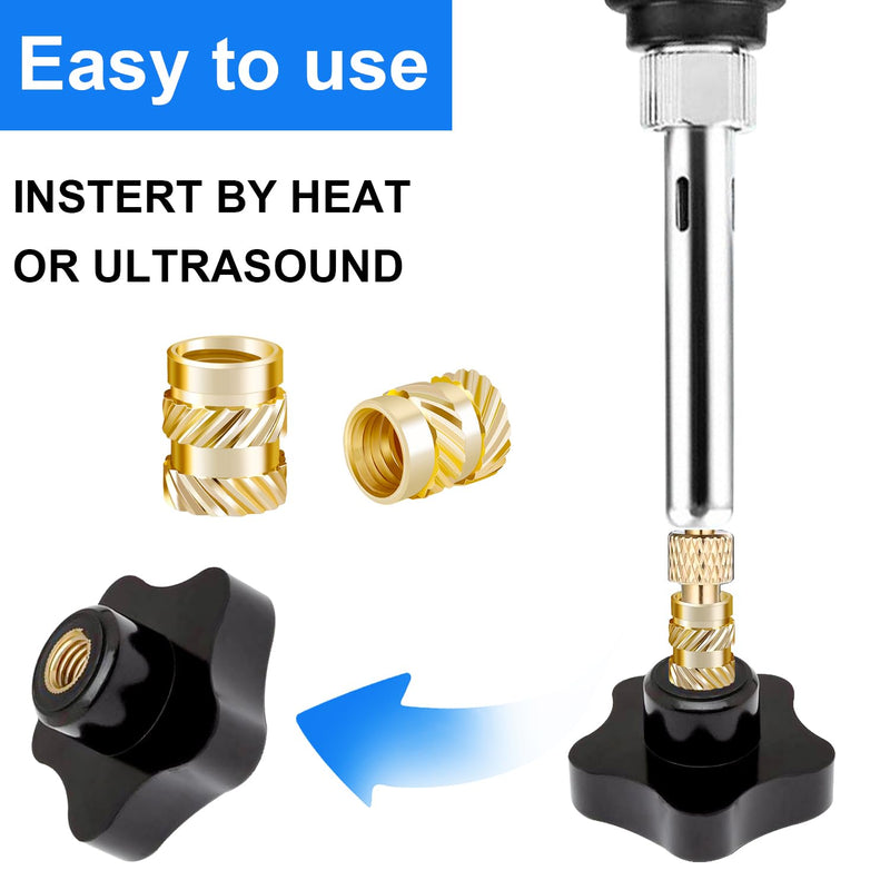 100PCS M3 Threaded Inserts for Plastic, M3 Heat Set Inserts for 3D Printing Components, M3x5.7x4.6mm Metric Knurled Brass Nuts Inserts M3x5.7x4.6