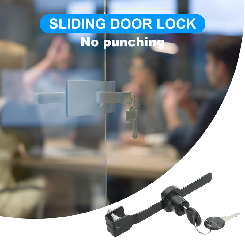 PATIKIL Sliding Glass Cabinet Lock, 8Pcs Keyed Alike Showcase Lock Chrome Finish Ratchet Lock No Drill Glass Door Lock for 5-10mm Glass Door, Black