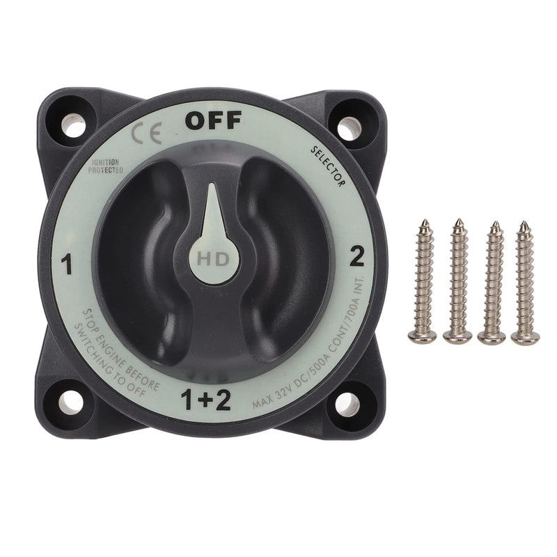 500A Battery Disconnect Switch, HD-Series Heavy Duty ON/OFF Power Disconnect Switch, 32V DC 4 Position OFF-1-1+2-2 Ignition Protected Boat Battery Switch for Marine Car RV Truck