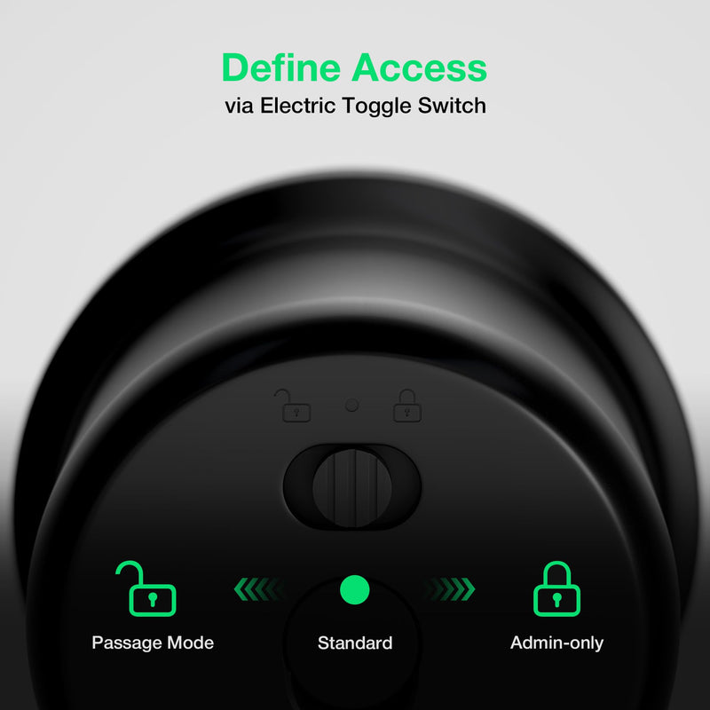 Fingerprint Door Knob Lock with Keypad Biometric Door Knob Auto-Lock 4* AAA Alkaline Batteries Interior Door Lock for Bedroom, Garage, Office, Pantry Door G1 Black