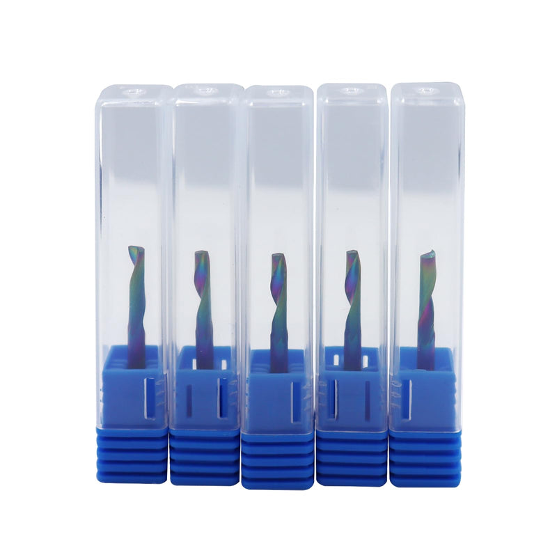 5Pcs 1/8in Solid Carbide 1Flute End Mill,DLC(Ta-C) Coated, Single Flute Bits Tool for Soft Material Such As Plastics,Aluminum, Copper, and Brass
