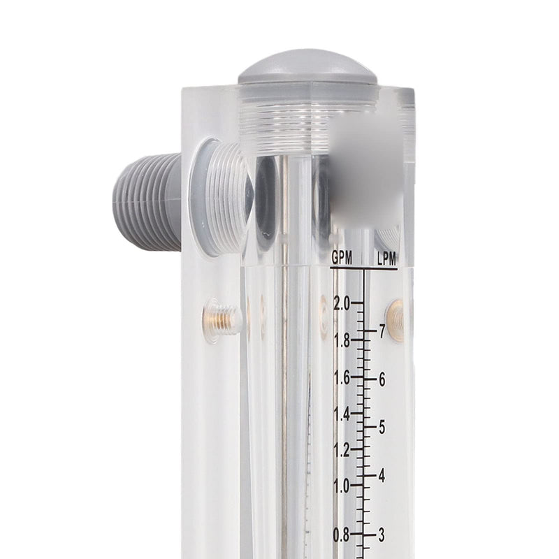 Walfront 0.2‑2GPM Panel Type Water Meter Adjustable Liquid Flowmeter 1/2in Male Thread 1/4in Female Thread