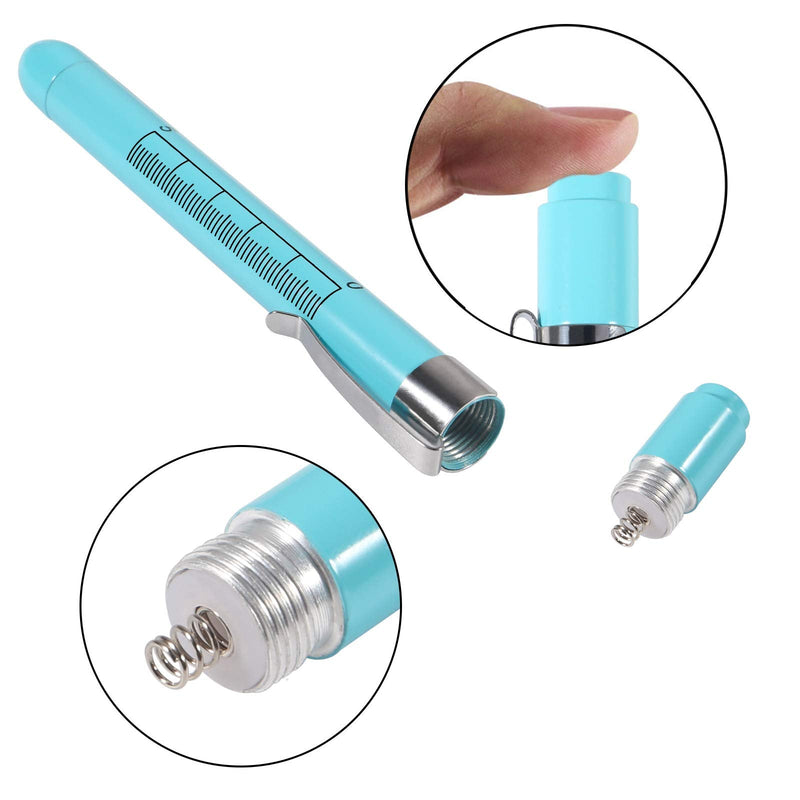 Aokin Pen Light with Pupil Gauge, Reusable LED Penlight Medical for Doctor Nurse Diagnostic etc, White Light, Sky Blue and White