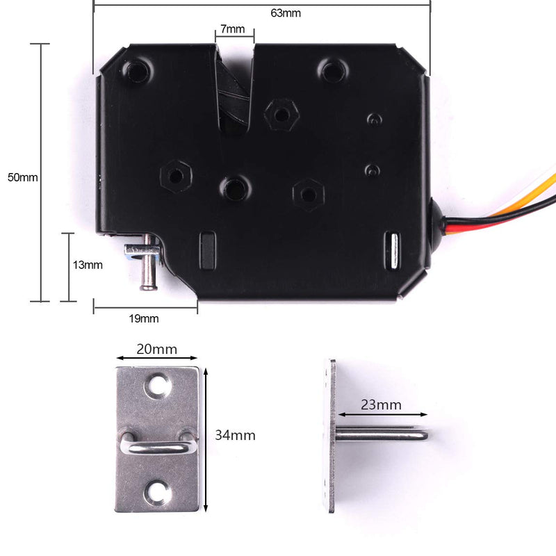 ATOPLEE Electronic Lock, 1pcs DC 12V 2A Carbon Steel Solenoid Cabinet Spring Lock for Drawer Locker (63X50X13mm) 63x50x13mm