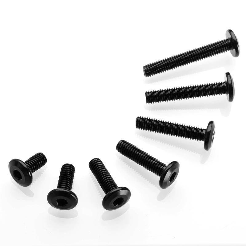 M6 x 35mm 20Pcs Flat Head Hex Socket Cap Screws Bolts, 304 Stainless Steel Furniture Bolts Full Thread, Black Oxide & Hex Spanner Black-M6 20