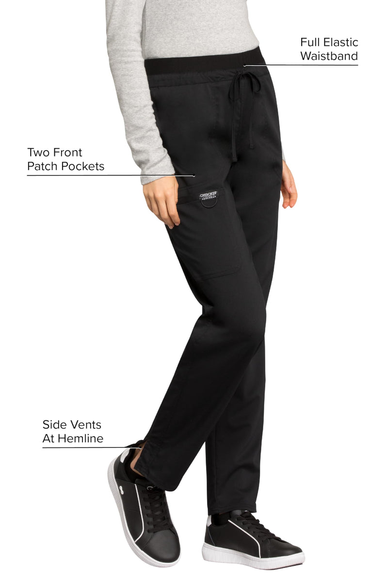 Scrubs for Women Workwear Revolution, Drawstring Cargo Pants Soft Stretch WW105 Medium Black
