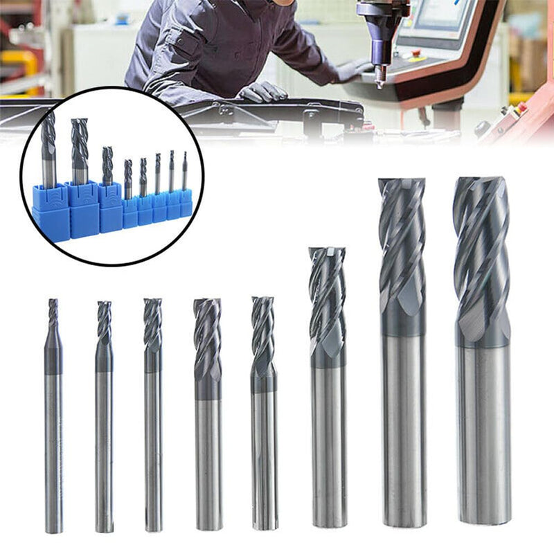 5pcs 1/8" Carbide Square End Mill for Steels, HRC 55 Deg, 4 Flute, AlTiN Coating End Mill Bits for Milling Alloy Steels, Hardened Steel, Metal & More 5 1/8 inch