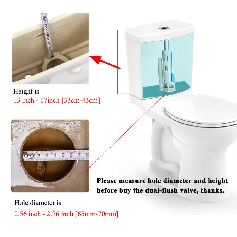 Toilet Flush Valves Assembly 2" Dual Flush Valve Replacement Kit for 2-Piece Toilets Compatible with Toto THU435 Caroma Flush Valve - Valve Height 11 inch for Tall Toilet Tanks